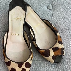 Louboutin Leopard peep toe flats